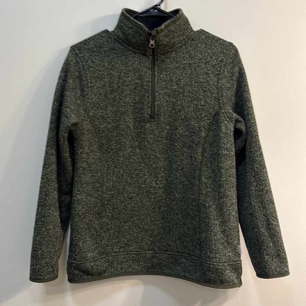 Eddie Bauer 1/4 Quarter Zip Fleece Sweater Pullover Green Cozy Winter Hiking